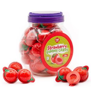 Fun Tasty Strawberry Jelly Filled Gummy Candy Balls 19oz 30ct Jar
